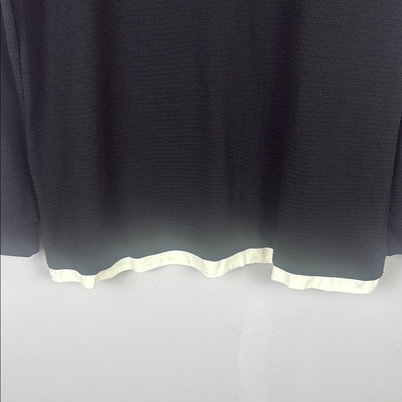 Zara Black and White Trim Mock-Neck Long Sleeve Tee Size Large - Picture 7 of 11